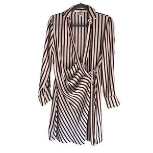 River Island Womens Sz 12 Wrap Striped Shirt Dress with Pleated front Versatile
